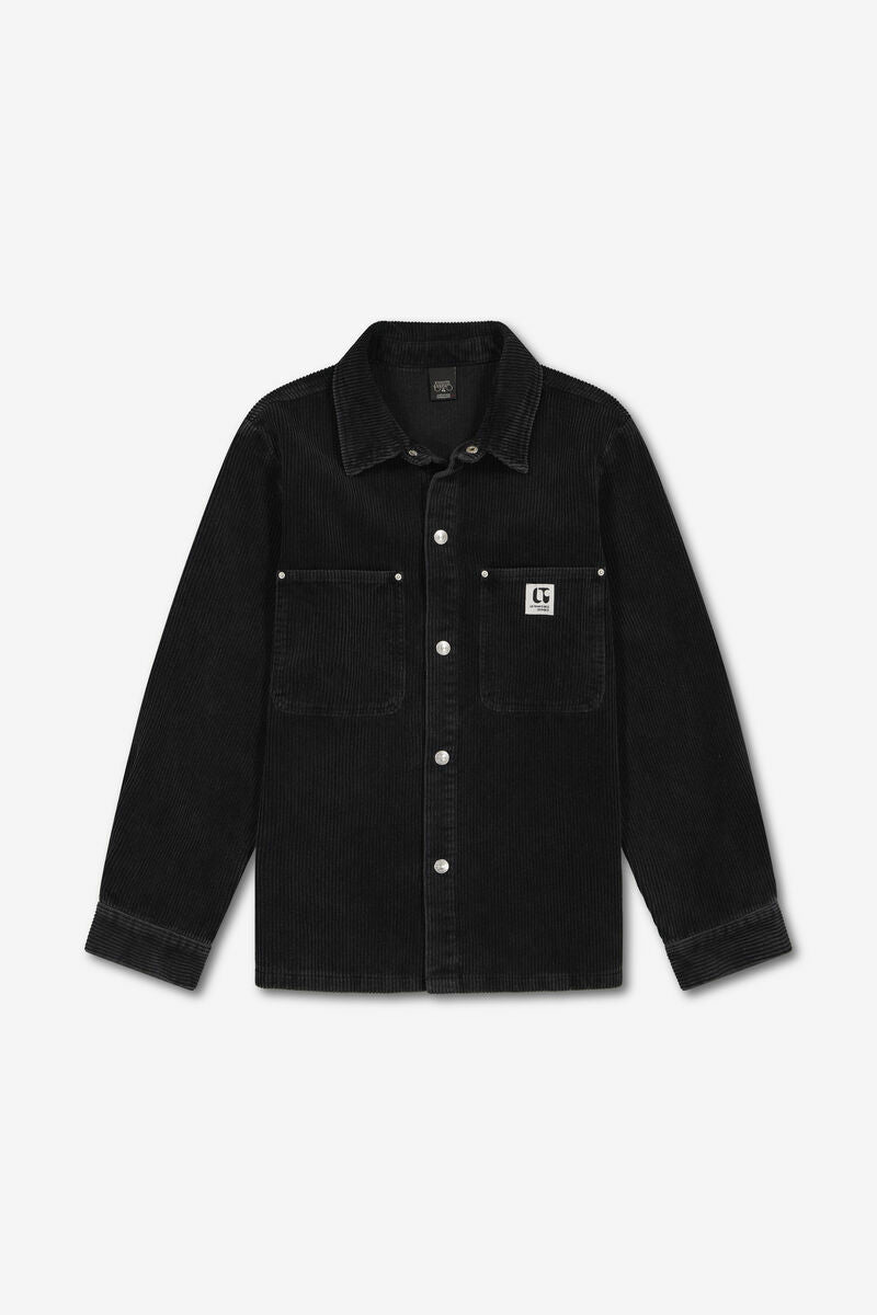 Chemise mixte velour côtelé noire