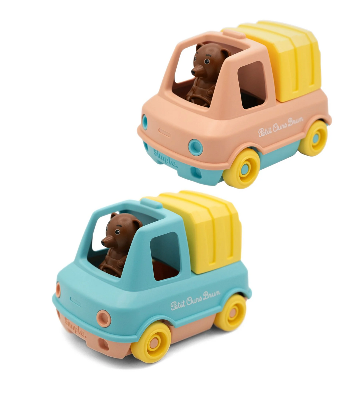 Camion poubelle petit ours brun