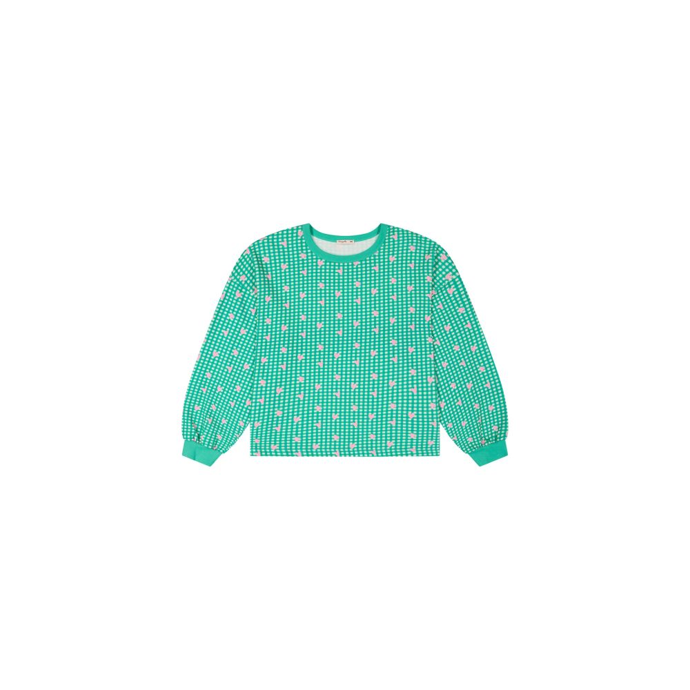 Sweat vichy coeur rose