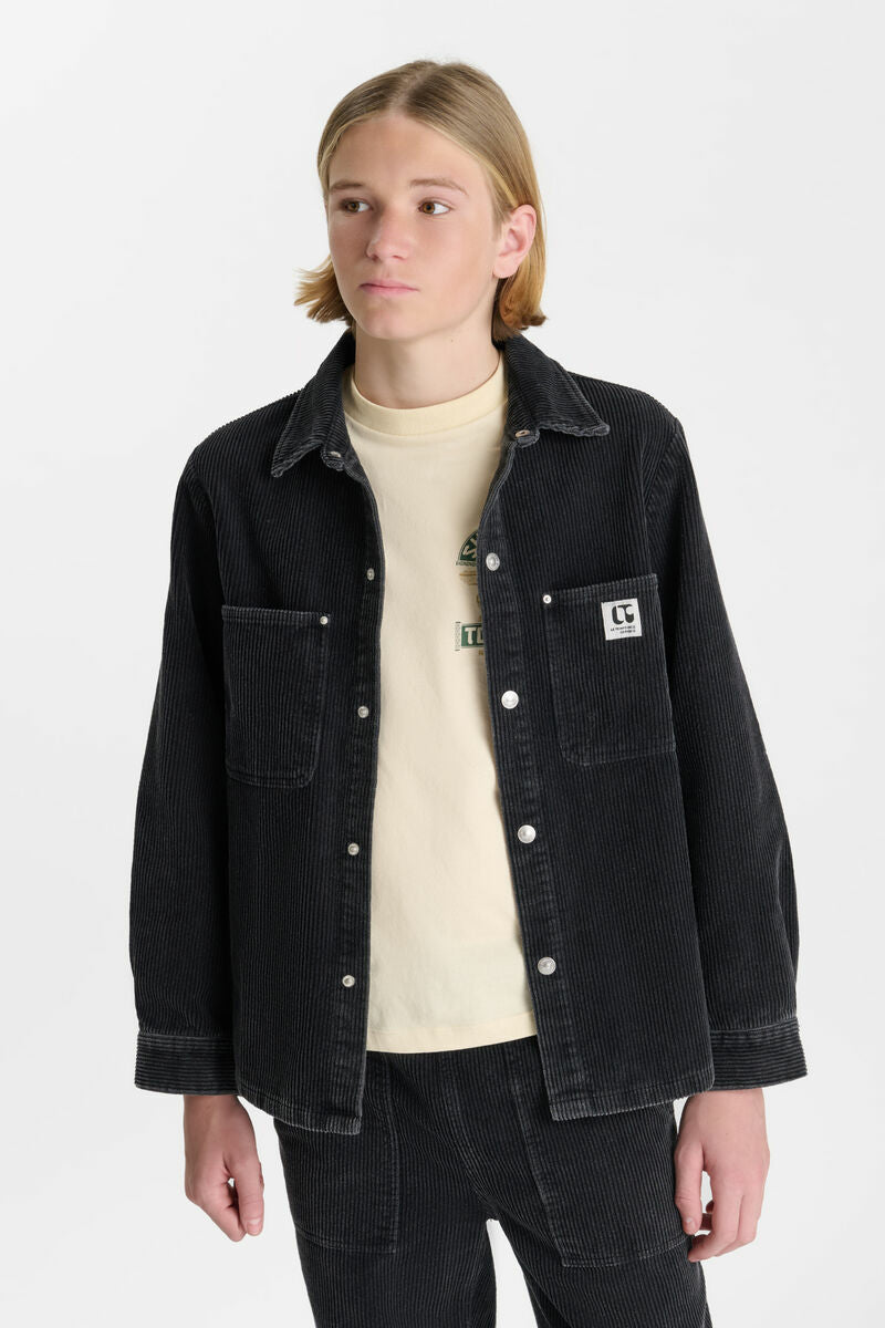 Chemise mixte velour côtelé noire