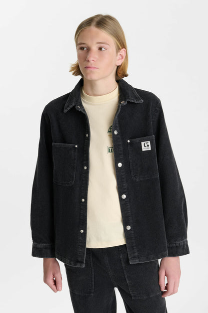 Chemise mixte velour côtelé noire