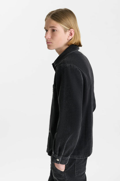 Chemise mixte velour côtelé noire