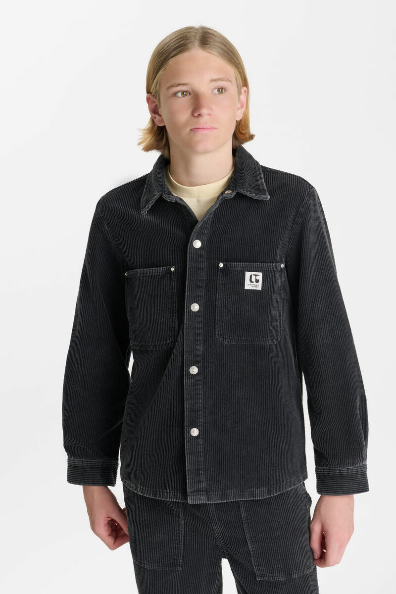 Chemise mixte velour côtelé noire