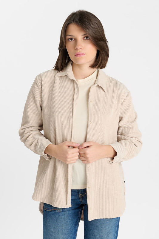Chemise velour côtelé beige