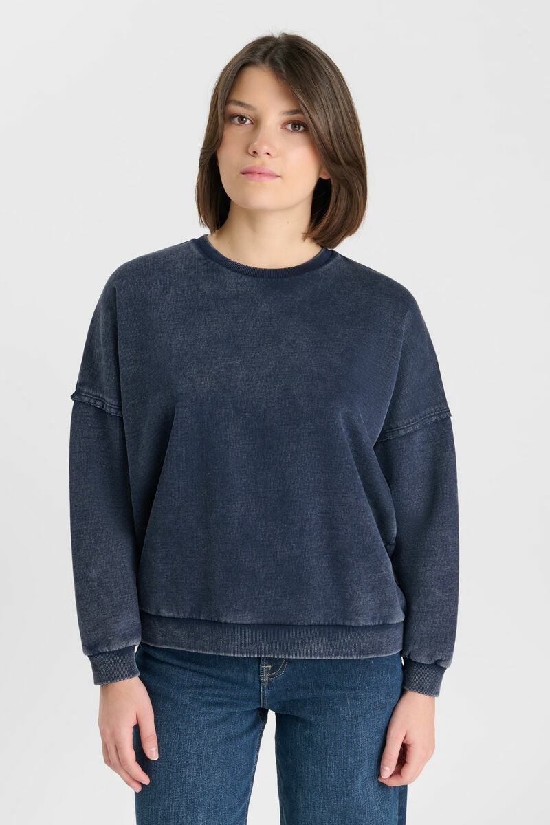 sweat bleu coeur rose