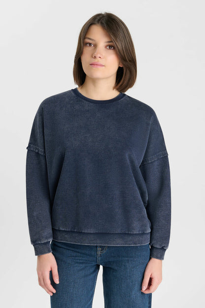 sweat bleu coeur rose