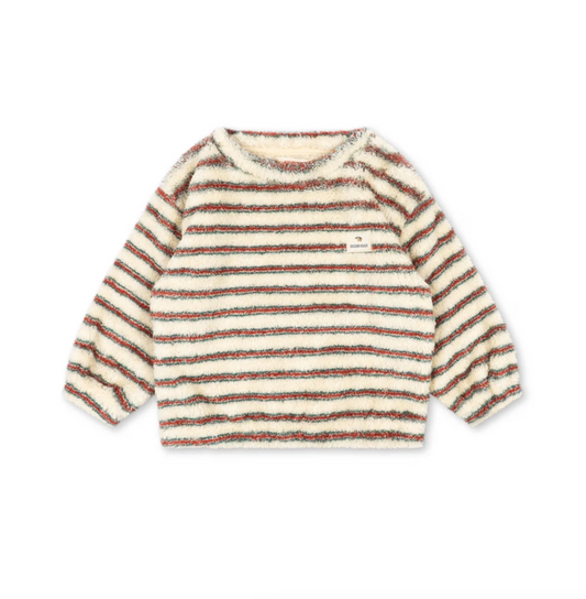 Pull fluffy rayures