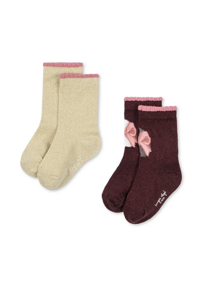 chaussettes lurex rose doré
