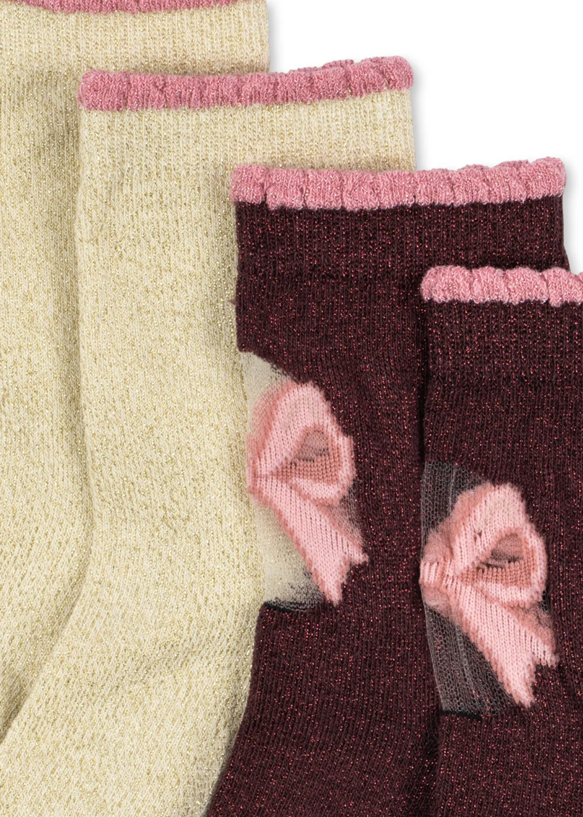 chaussettes lurex rose doré