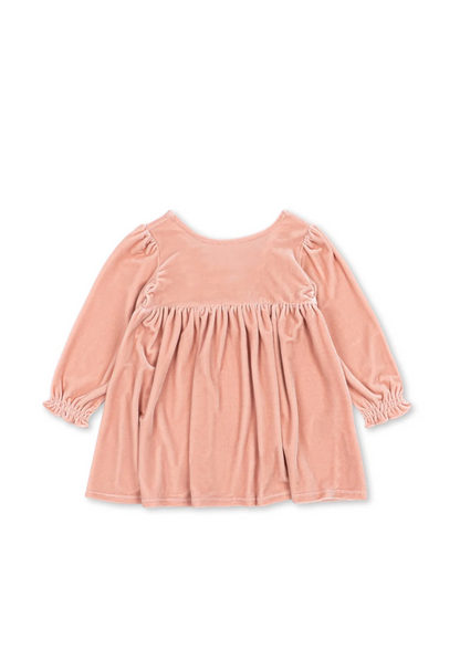 Robe velour noeud rose