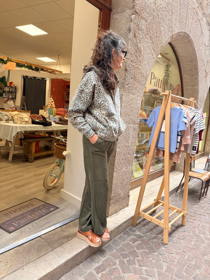 Pantalon velour kaki