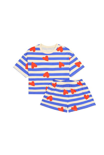Pyjama short marinière coeur