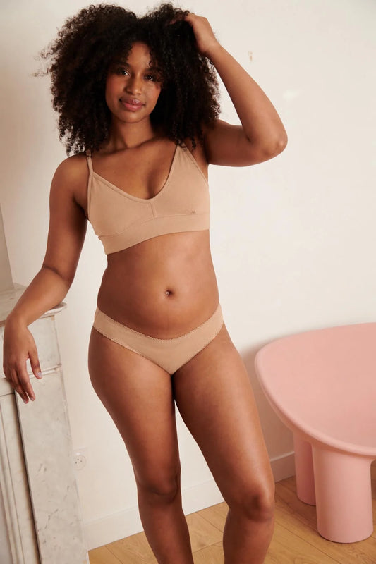 Brassière coton beige