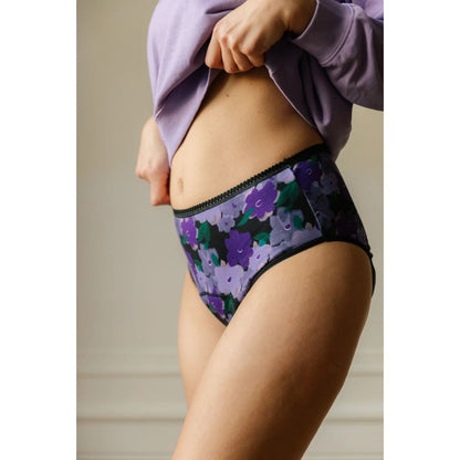 Culotte menstruelle fleurs violette