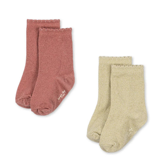 Chaussettes lurex rose or