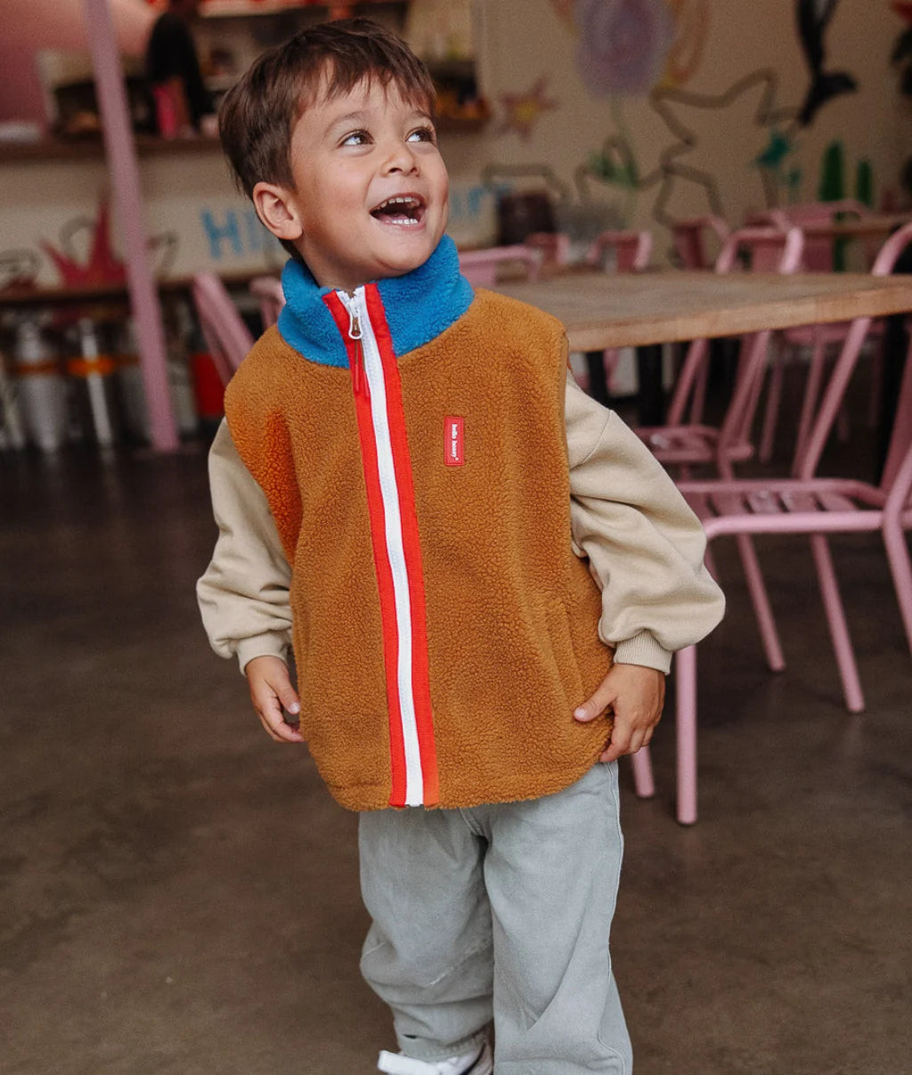 Veste polaire sans manche marron